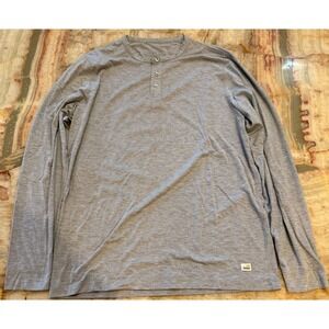 Vuori Mens Long Sleeve Henley T-Shirt Gray Ease Performance Stretch Modern M